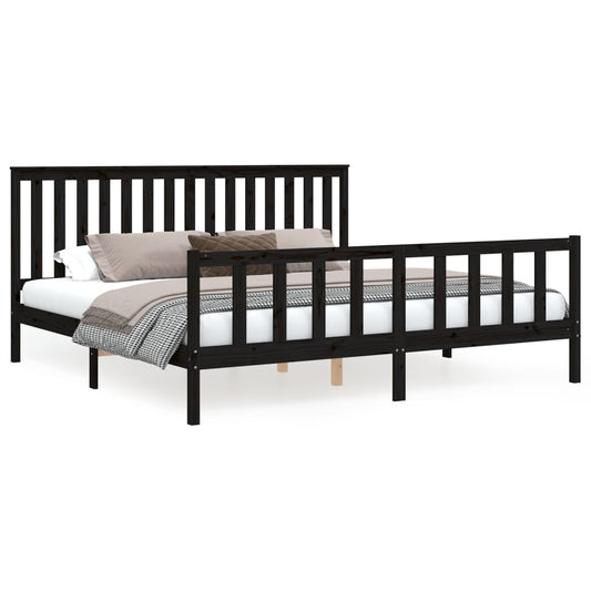 Bed Frame without Mattress Black 200x200 cm Solid Wood Pine Bed Frame without Mattress Black 200x200 cm Solid Wood Pine