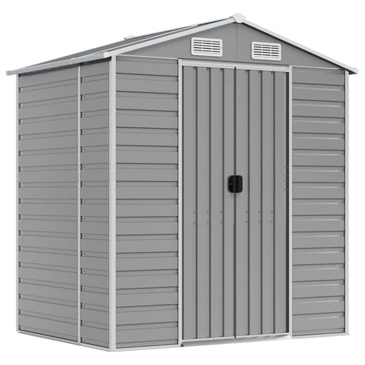 Garden Shed Light Grey 191x130x198 cm Galvanised Steel Garden Shed Light Grey 191x130x198 cm Galvanised Steel