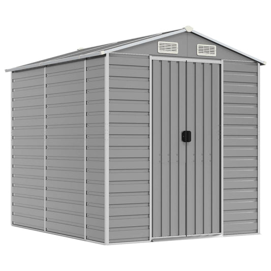 Garden Shed Light Grey 191x215x198 cm Galvanised Steel Garden Shed Light Grey 191x215x198 cm Galvanised Steel