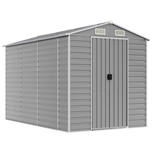 Garden Shed Light Grey 191x300x198 cm Galvanised Steel Garden Shed Light Grey 191x300x198 cm Galvanised Steel