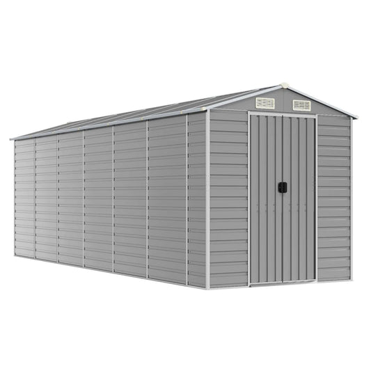 Garden Shed Light Grey 191x555x198 cm Galvanised Steel Garden Shed Light Grey 191x555x198 cm Galvanised Steel