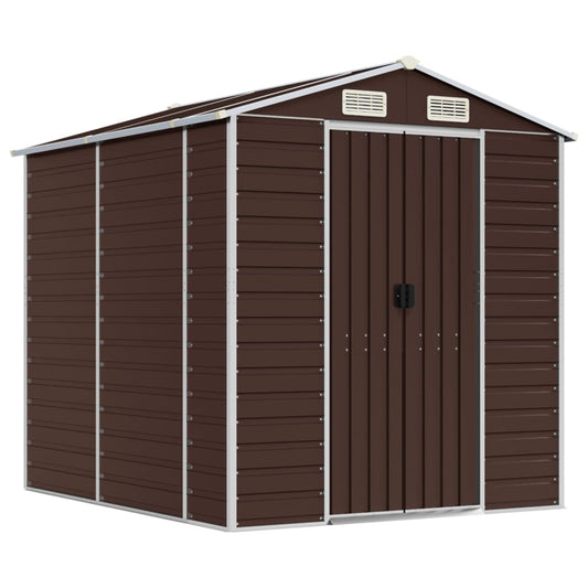 Garden Shed Brown 191x215x198 cm Galvanised Steel Garden Shed Brown 191x215x198 cm Galvanised Steel