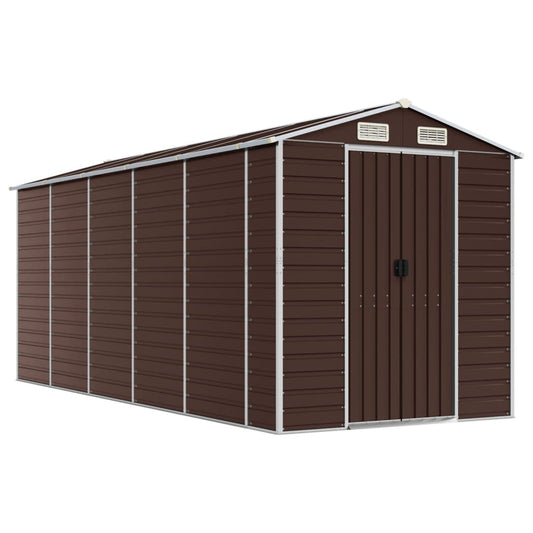 Garden Shed Brown 191x470x198 cm Galvanised Steel Garden Shed Brown 191x470x198 cm Galvanised Steel