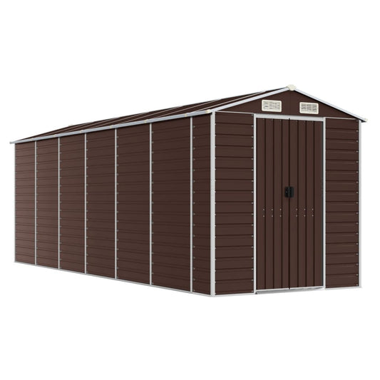 Garden Shed Brown 191x555x198 cm Galvanised Steel Garden Shed Brown 191x555x198 cm Galvanised Steel