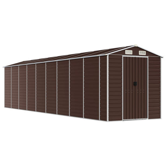 Garden Shed Brown 191x810x198 cm Galvanised Steel Garden Shed Brown 191x810x198 cm Galvanised Steel