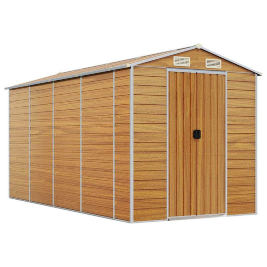Garden Shed Light Brown 191x385x198 cm Galvanised Steel Garden Shed Light Brown 191x385x198 cm Galvanised Steel