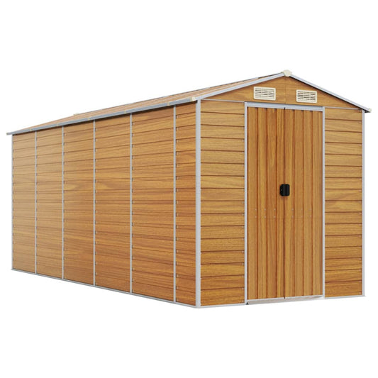 Garden Shed Light Brown 191x470x198 cm Galvanised Steel Garden Shed Light Brown 191x470x198 cm Galvanised Steel