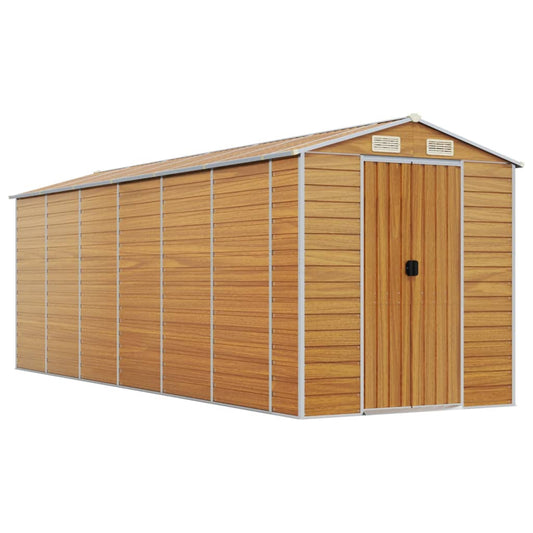 Garden Shed Light Brown 191x555x198 cm Galvanised Steel Garden Shed Light Brown 191x555x198 cm Galvanised Steel