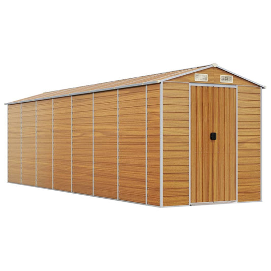 Garden Shed Light Brown 191x640x198 cm Galvanised Steel Garden Shed Light Brown 191x640x198 cm Galvanised Steel