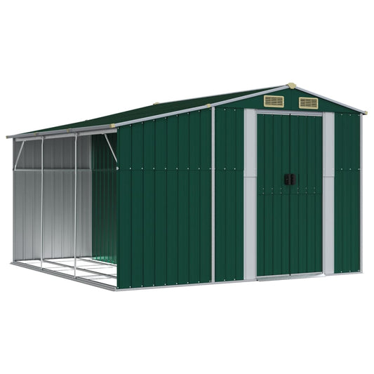 Garden Shed Green 277x279x179 cm Galvanised Steel Garden Shed Green 277x279x179 cm Galvanised Steel
