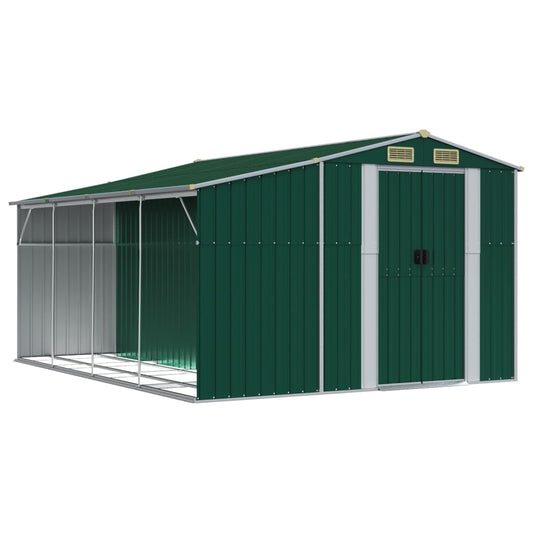 Garden Shed Green 277x365.5x179 cm Galvanised Steel Garden Shed Green 277x365.5x179 cm Galvanised Steel