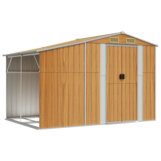 Garden Shed Light Brown 277x192.5x179 cm Galvanised Steel Garden Shed Light Brown 277x192.5x179 cm Galvanised Steel