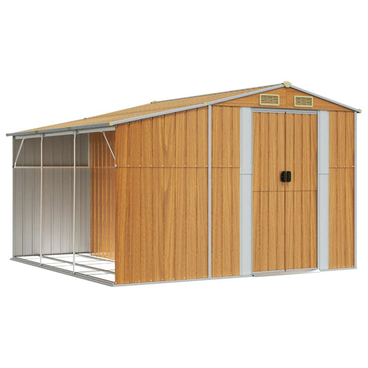 Garden Shed Light Brown 277x279x179 cm Galvanised Steel Garden Shed Light Brown 277x279x179 cm Galvanised Steel