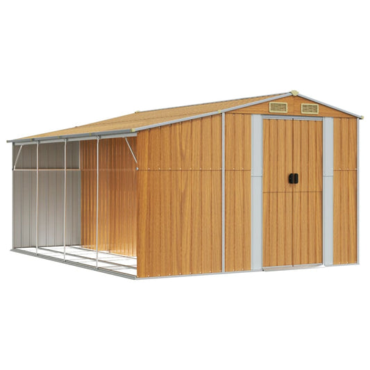 Garden Shed Light Brown 277x365.5x179 cm Galvanised Steel Garden Shed Light Brown 277x365.5x179 cm Galvanised Steel