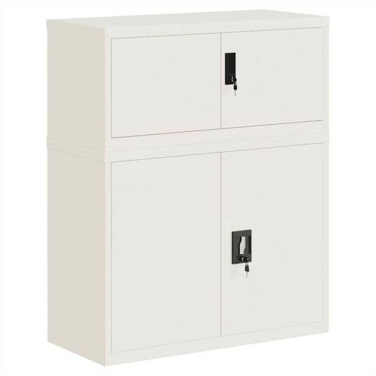 File Cabinet White 90x40x110 cm Steel File Cabinet White 90x40x110 cm Steel
