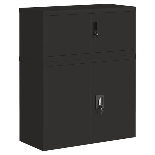 File Cabinet Black 90x40x110 cm Steel File Cabinet Black 90x40x110 cm Steel
