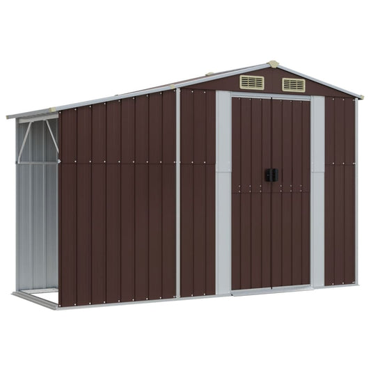 Garden Shed Brown 277x93x179 cm Galvanised Steel Garden Shed Brown 277x93x179 cm Galvanised Steel