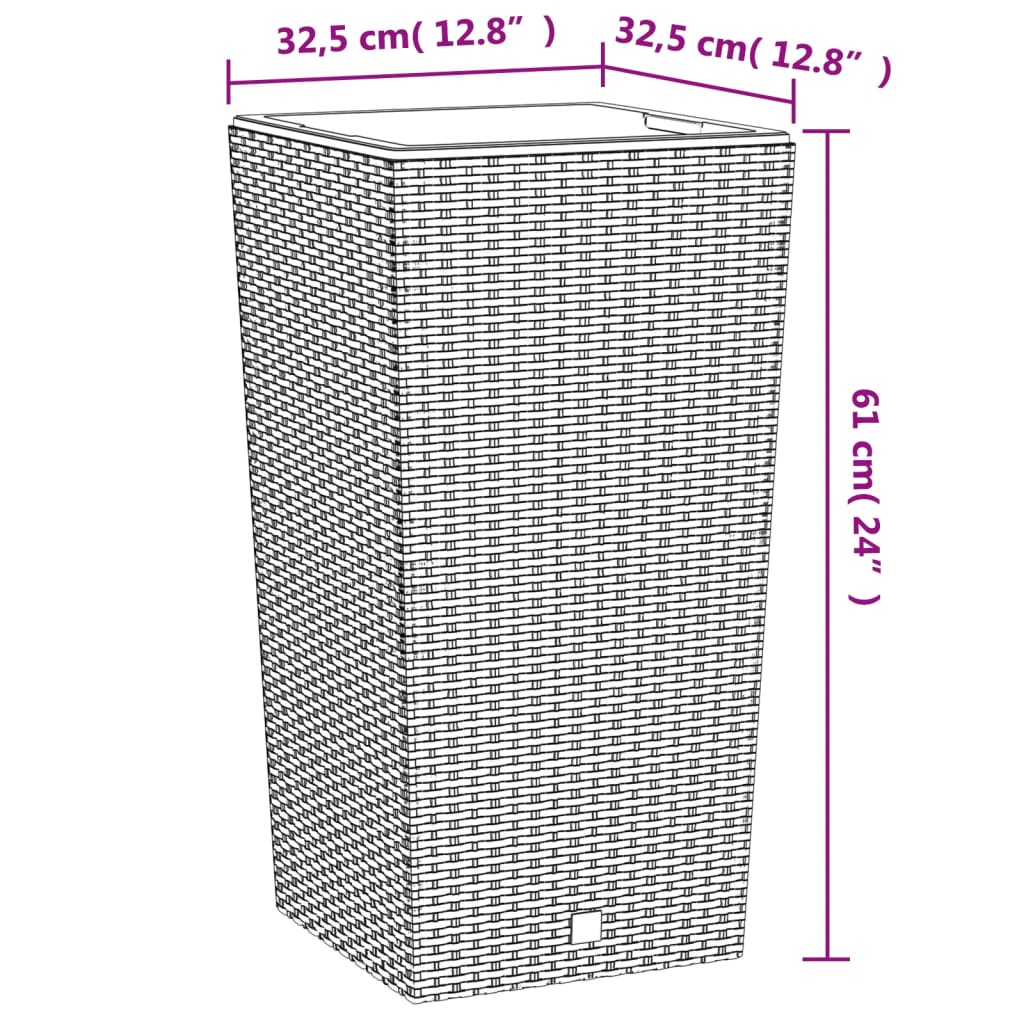 Planter with Removable Inner Brown 21 / 49 L PP Rattan