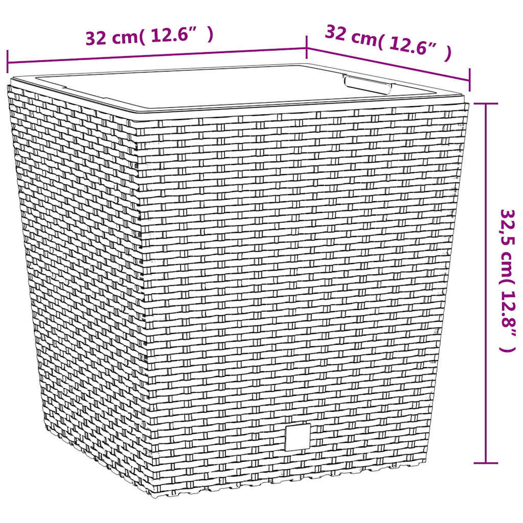 Planter with Removable Inner Brown 21 / 32 L PP Rattan