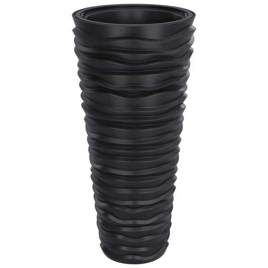 Planter with Removable Inner Anthracite 18/45 L PP Grooved Look Planter with Removable Inner Anthracite 18/45 L PP Grooved Look