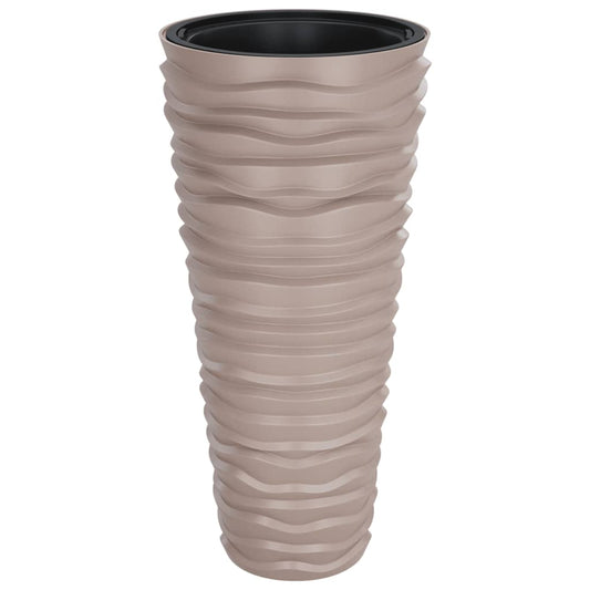Planter with Removable Inner Mocha 18/45 L PP Grooved Look Planter with Removable Inner Mocha 18/45 L PP Grooved Look