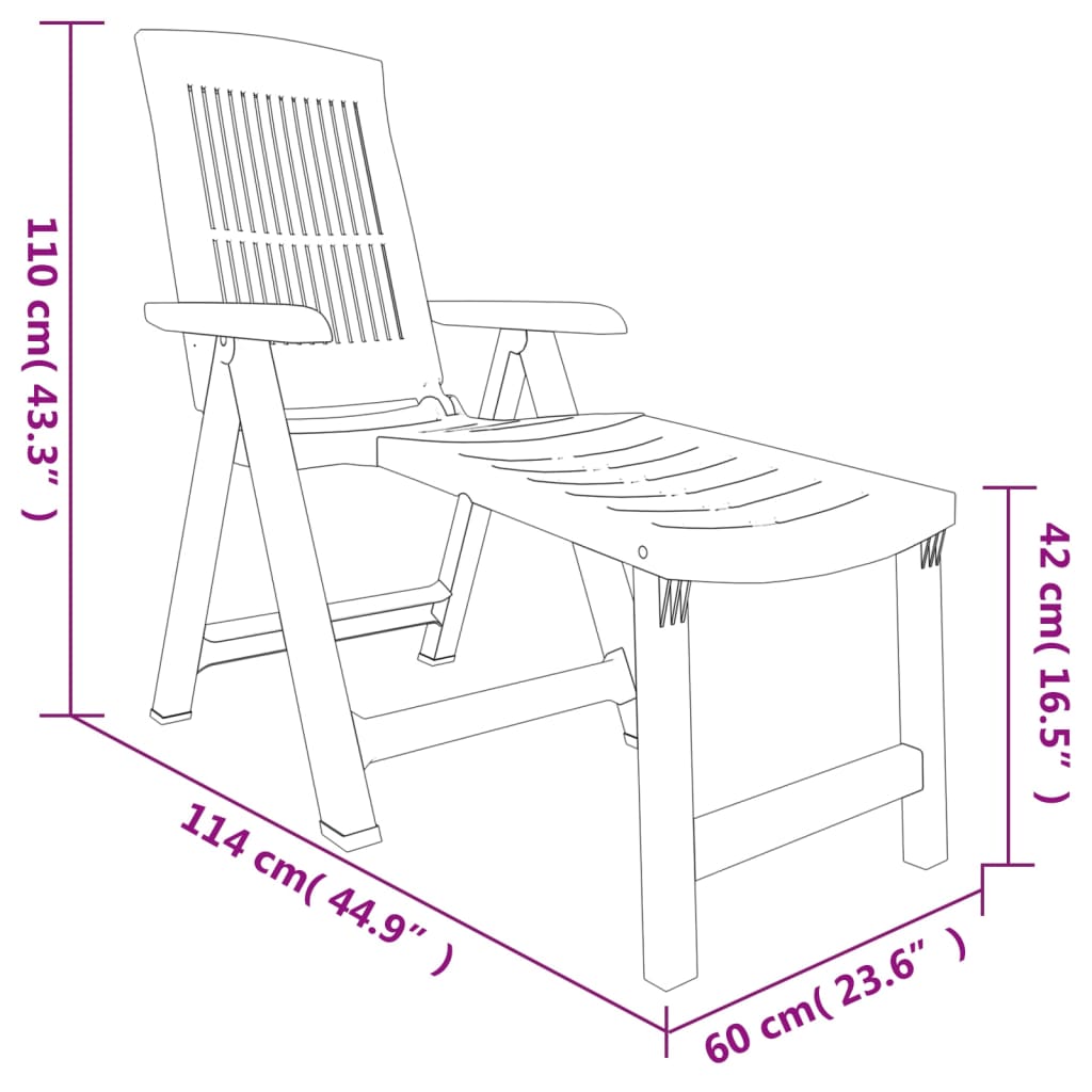 Sun Lounger | White | Plastic | Standard Sun Lounger Size | Foldable