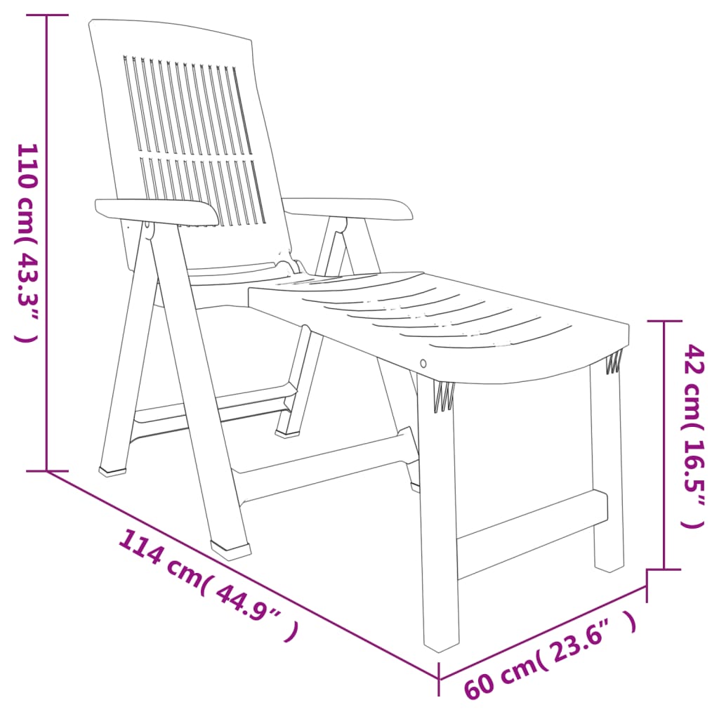 Sun Lounger | Green | Plastic | Standard | Foldable | Sun Lounger