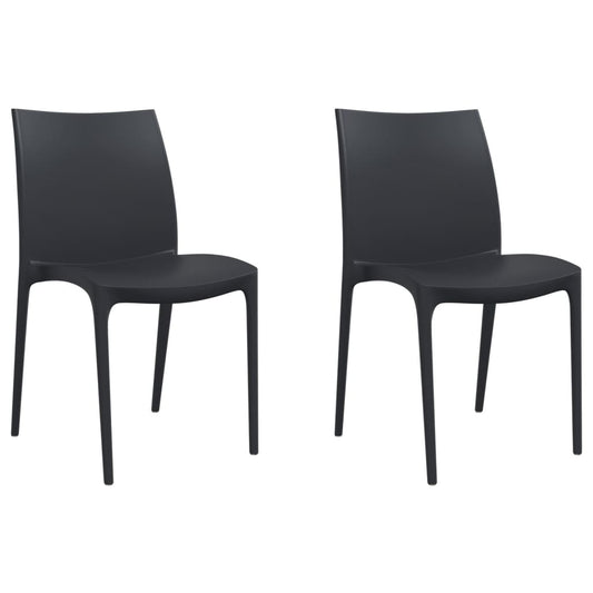 Garden Chair | Set of 2 | Anthracite | Polypropylene | 50x46x80 cm Garden Chair | Set of 2 | Anthracite | Polypropylene | 50x46x80 cm