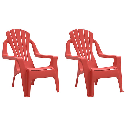 Garden Chairs 2 pcs for Children Red 37x34x44 cm PP Wooden Look Garden Chairs 2 pcs for Children Red 37x34x44 cm PP Wooden Look