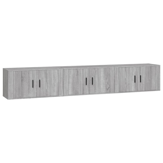 3 Piece Wall-mounted TV Cabinet Set Grey Sonoma 80x34,5x40 cm 3 Piece Wall-mounted TV Cabinet Set Grey Sonoma 80x34,5x40 cm