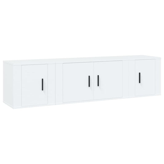 3 Piece TV Cabinet Set White Engineered Wood 3 Piece TV Cabinet Set White Engineered Wood