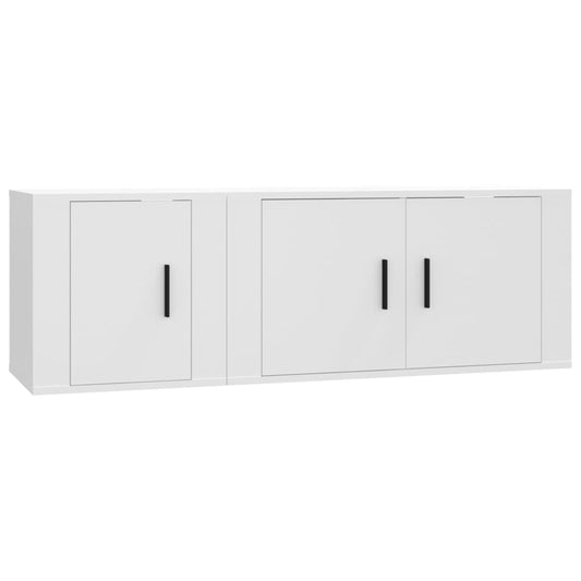 2 Piece TV Cabinet Set White Engineered Wood 2 Piece TV Cabinet Set White Engineered Wood