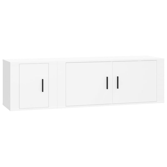 2 Piece TV Cabinet Set White Engineered Wood 2 Piece TV Cabinet Set White Engineered Wood
