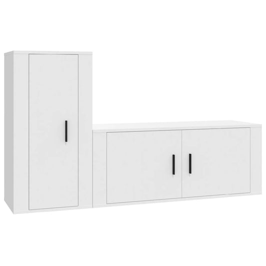 2 Piece TV Cabinet Set White Engineered Wood 2 Piece TV Cabinet Set White Engineered Wood