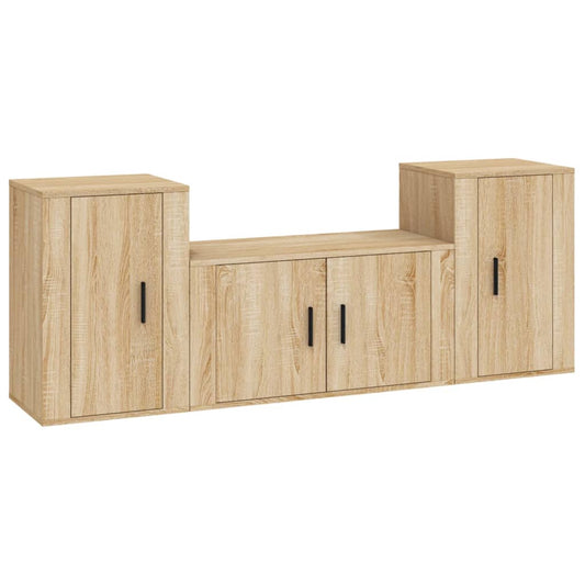3 Piece TV Cabinet Set Sonoma Oak Engineered Wood 3 Piece TV Cabinet Set Sonoma Oak Engineered Wood