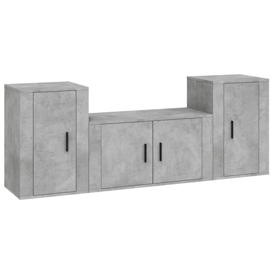 3 Piece TV Cabinet Set Concrete Grey Engineered Wood 3 Piece TV Cabinet Set Concrete Grey Engineered Wood