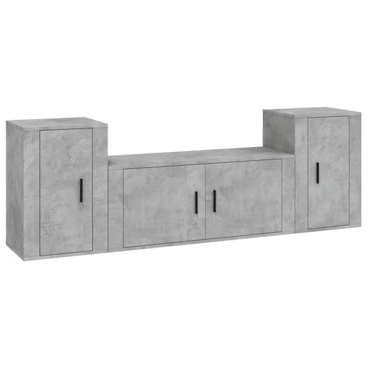 3 Piece TV Cabinet Set Concrete Grey Engineered Wood 3 Piece TV Cabinet Set Concrete Grey Engineered Wood