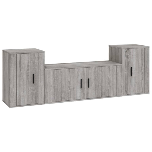 3 Piece TV Cabinet Set Grey Sonoma Engineered Wood 3 Piece TV Cabinet Set Grey Sonoma Engineered Wood