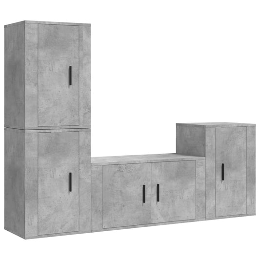 4 Piece TV Cabinet Set Concrete Grey Engineered Wood 4 Piece TV Cabinet Set Concrete Grey Engineered Wood