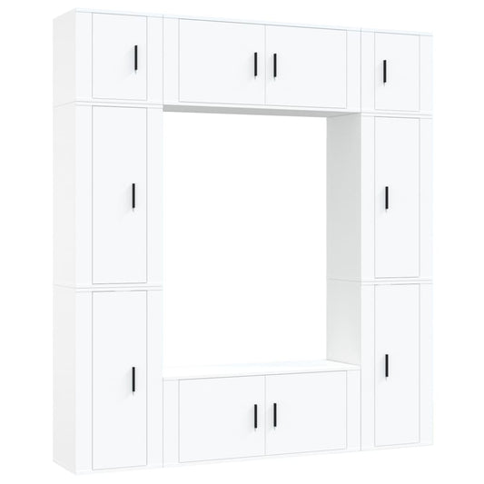 8 Piece TV Cabinet Set White Engineered Wood 8 Piece TV Cabinet Set White Engineered Wood