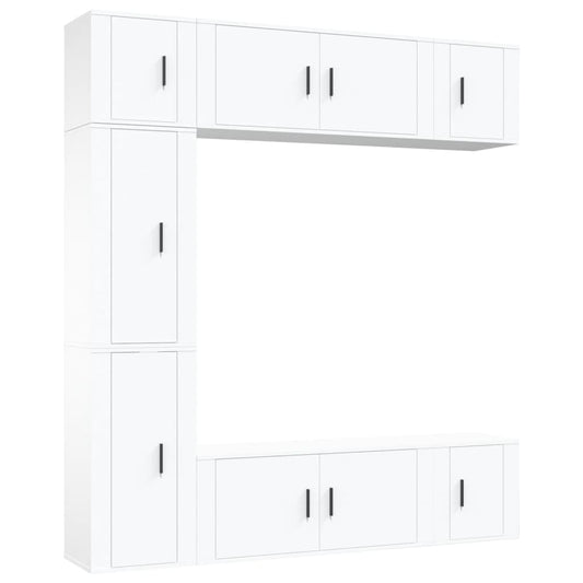 7 Piece TV Cabinet Set White Engineered Wood 7 Piece TV Cabinet Set White Engineered Wood