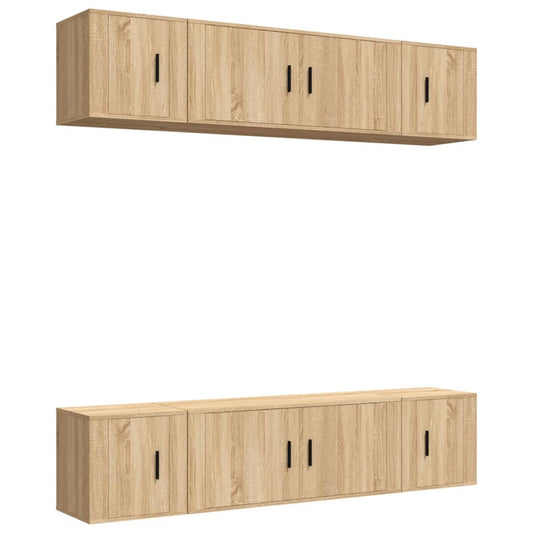 6 Piece TV Cabinet Set Sonoma Oak Engineered Wood 6 Piece TV Cabinet Set Sonoma Oak Engineered Wood