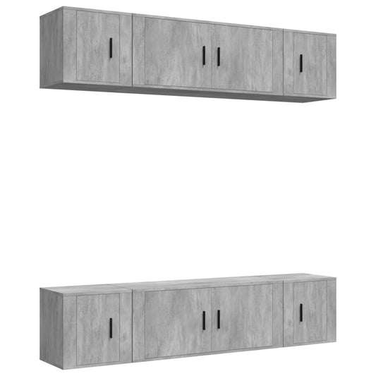 6 Piece TV Cabinet Set Concrete Grey Engineered Wood 6 Piece TV Cabinet Set Concrete Grey Engineered Wood