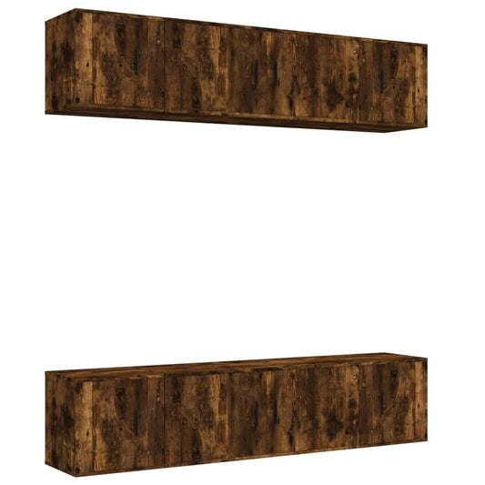 6 Piece TV Cabinet Set Smoked Oak Engineered Wood 6 Piece TV Cabinet Set Smoked Oak Engineered Wood