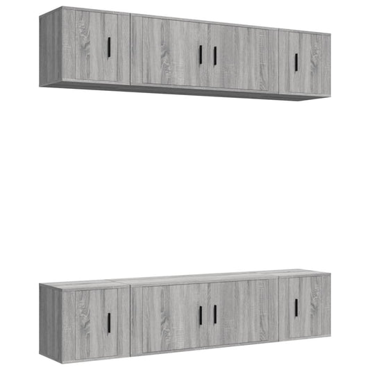 6 Piece TV Cabinet Set Grey Sonoma Engineered Wood 6 Piece TV Cabinet Set Grey Sonoma Engineered Wood