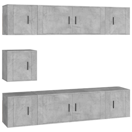 7 Piece TV Cabinet Set Concrete Grey Engineered Wood 7 Piece TV Cabinet Set Concrete Grey Engineered Wood