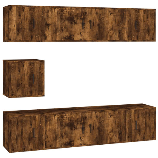 7 Piece TV Cabinet Set Smoked Oak Engineered Wood 7 Piece TV Cabinet Set Smoked Oak Engineered Wood