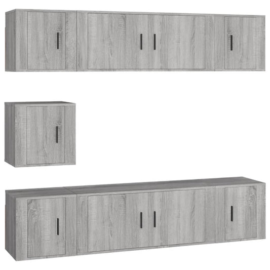 7 Piece TV Cabinet Set Grey Sonoma Engineered Wood 7 Piece TV Cabinet Set Grey Sonoma Engineered Wood