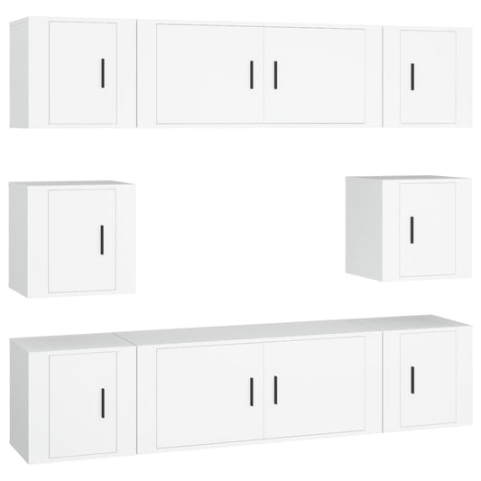 8 Piece TV Cabinet Set White Engineered Wood 8 Piece TV Cabinet Set White Engineered Wood