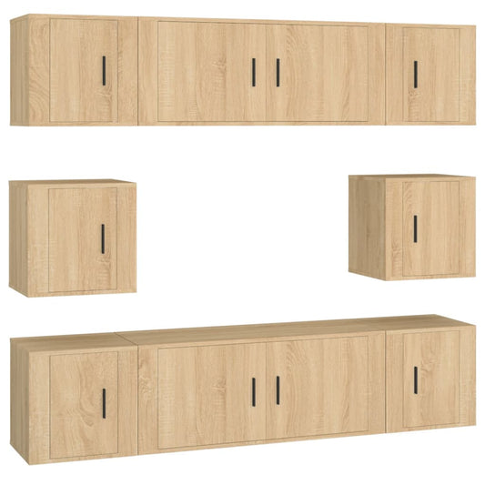 8 Piece TV Cabinet Set Sonoma Oak Engineered Wood 8 Piece TV Cabinet Set Sonoma Oak Engineered Wood